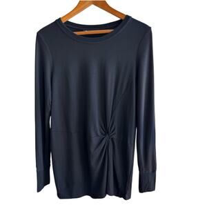 ATHLETA Sweatshirt Womens Small Black Nirvana Twist Front Long-Sleeve Crewneck